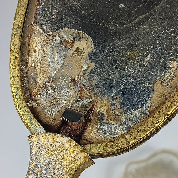 Vintage Hair Brush Brown Marble Like Back Golden Handle Clear Bristles Removable - Picture 15 of 16